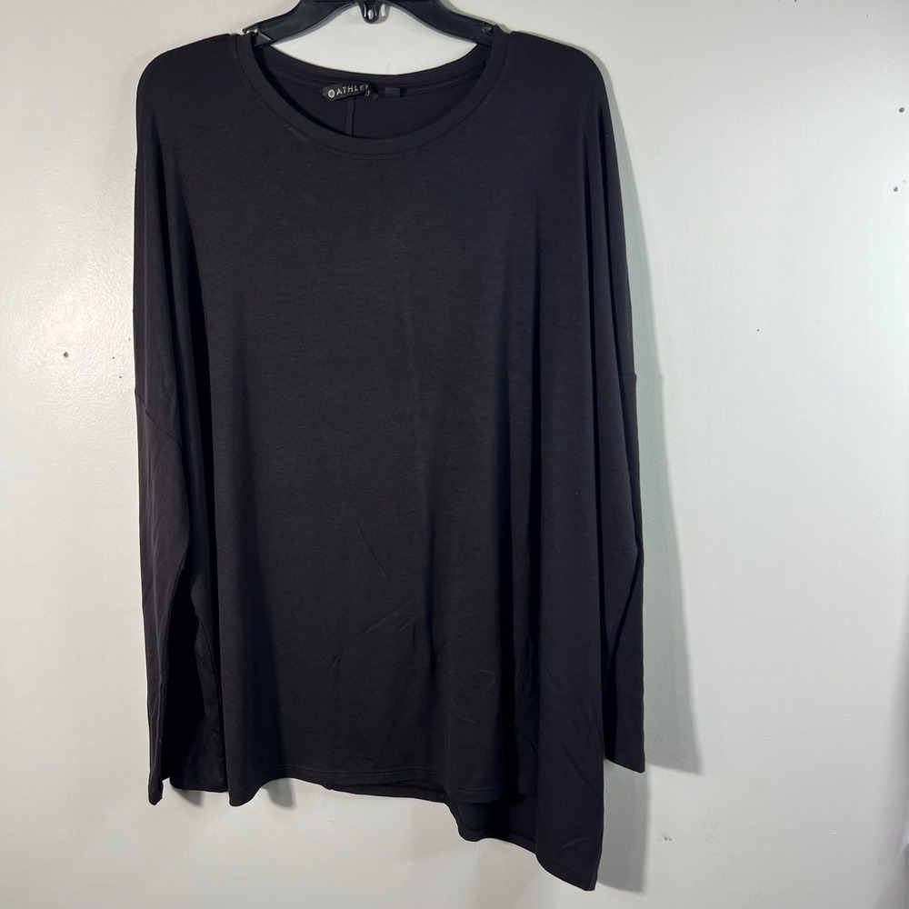 Womens Athleta Lagenlook Asymmetrical Tunic Oversized Black M Long Sleeve‎